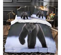 GTDKSUEVG 3D Design Printed 3 Pieces Bedding Set Bedroom Decor Hidden Zipper Ultra Wild Bear Walking Comforter Cover Breathable All Season for Girls,Kids,Adults Quilt Cover Double（200x200cm）