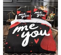 GTDKSUEVG 3D Design Printed 3 Pieces Bedding Set Bedroom Decor Ultra Love Message Comforter Cover Breathable All Season for Girls,Kids,Adults Handwritten Romantic Quilt Cover Super king（260x220cm）