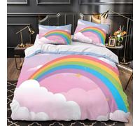 GTDKSUEVG 3D Design Printed 3 Pieces Bedding Set Bedroom Decor Ultra Rainbow Sky Comforter Cover Breathable All Season for Girls,Kids,Adults Coon Pastel Quilt Cover Double（200x200cm）