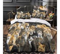 GTDKSUEVG 3D Design Printed 3 Pieces Bedding Set Cat Gathering Comforter Cover Home Decor Zipper Extra Soft Easy Care Washable for Boys,Girls,Teens Pet Animal Group Quilt Cover Super king（260x220cm）