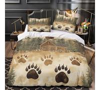 GTDKSUEVG 3D Design Printed 3 Pieces Bedding Set Home Decor Extra Bear Tracks Quilt Cover Hypoallergenic All Season for Girls,Boys,Adults Rustic Cabin Duvet Cover King（220x240cm）