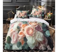 GTDKSUEVG 3D Design Printed 3 Pieces Bedding Set Room Decor Hidden Zipper Super Romantic Bouquet Comforter Cover Washable Hypoallergenic for Kids,Adults,Women Quilt Cover Double（200x200cm）