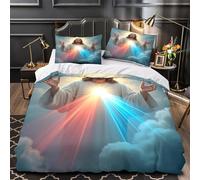 GTDKSUEVG 3D Design Printed 3 Pieces Bedding Set Room Decor Hidden Zipper Ultra Soft Jesus Christ Comforter Cover Hypoallergenic Easy Care for Kids,Youth,Teens religious Quilt Cover Double（200x200cm）