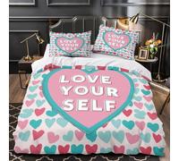 GTDKSUEVG 3D Design Printed 3 Pieces Bedding Set Room Decor Super Love Yourself Comforter Cover Washable Hypoallergenic for Kids,Adults,Women He Quilt Cover Single（135x200cm）