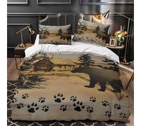 GTDKSUEVG 3D Design Printed 3 Pieces Bedding Set Room Decor Ultra Bear Tracks Comforter Cover Hypoallergenic Easy Care for Kids,Youth,Teens Wild Forest Quilt Cover Double（200x200cm）
