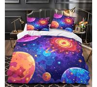 GTDKSUEVG 3D Design Printed 3 Pieces Bedding Set Room Decor Ultra Cosmic Planets Comforter Cover Breathable Wrinkle-Resistant for Kids,Teens,Boys Vibrant Space Quilt Cover King（220x240cm）