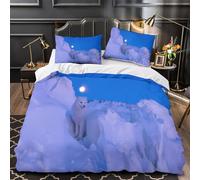 GTDKSUEVG 3D Design Printed 3 Pieces Bedding Set Room Decor Zipper Super Arctic Fox Comforter Cover Durable Machine Washable for Kids,Teens,Women Night Wildlife Quilt Cover Single（135x200cm）