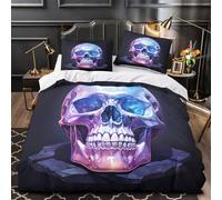 GTDKSUEVG 3D Design Printed 3 Pieces Bedding Set Room Decor Zipper Super Soft Crystal Skull Quilt Cover Durable Hotel Quality for Girls,Youth,Teenagers Fantasy Duvet Cover Super king（260x220cm）