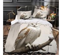 GTDKSUEVG 3D Design Printed 3 Pieces Bedding Set Snowy Owl Perched Comforter Cover Home Decor Zipper Extra Soft Easy Care Washable for Boys,Girls,Teens Nature Quilt Cover Super king（260x220cm）