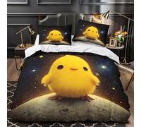 GTDKSUEVG 3D Design Printed 3PCs Bedding Set Bedroom Decor Design Cute Chick Comforter Cover Easy Care Machine Washable for Teens,Youth,Boys Coon Space Adventure Quilt Cover Single（140x200cm）