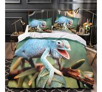 GTDKSUEVG 3D Design Printed 3PCs Bedding Set Blue Chameleon Comforter Cover Home Decor Hidden Zipper Extra Soft Breathable for Teens,Boys,Girls Wild Animal Duvet Cover Single（140x200cm）