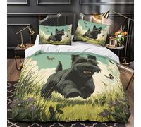 GTDKSUEVG 3D Design Printed 3PCs Bedding Set Home Decor Design Scotch Terrier Running Duvet Cover Durable Hotel Quality for Girls,Youth,Children Vintage Comforter Cover Super king（260x220cm）