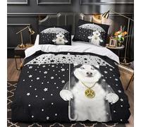 GTDKSUEVG 3D Design Printed 3PCs Bedding Set Room Decor Hidden Zipper Super Dog with Umbrella Comforter Cover Washable Hypoallergenic for Kids,Adults,Women Starry Night Quilt Cover Double（200x200cm）