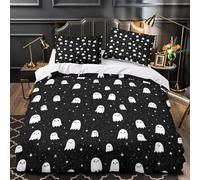 GTDKSUEVG 3D Design Printed 3PCs Bedding Set Room Decor Super Cute Ghosts Floating Quilt Cover Durable Anti-allergic for Adults,Women,Kids Coon Halloween Duvet Cover Super king（260x220cm）