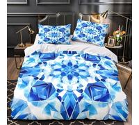 GTDKSUEVG 3D Design Printed 3PCs Bedding Set Room Decor Zipper Closure Super Blue Gemstone Quilt Cover Durable Anti-allergic for Adults,Women,Kids abstract Crystal Duvet Cover King（220x240cm）