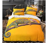 GTDKSUEVG 3D Design Printed 3PCs Bedding Set Room Decor Zipper Closure Ultra Soft Colorful Chameleon Comforter Cover Breathable Hotel Quality for Youth,Teens,Adults Quilt Cover Double（200x200cm）