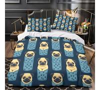 GTDKSUEVG 3D Design Printed 3PCs Bedding Set Room Decor Zipper Closure Ultra Soft Pug Puppy Comforter Cover Breathable Hotel Quality for Youth,Teens,Adults Cute Coon Quilt Cover King（220x240cm）