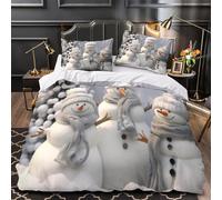 GTDKSUEVG 3D Design Printed 3PCs Bedding Set Room Decor Zipper Extra Soft Snowman Figures Comforter Cover Breathable Wrinkle-Resistant for Youth,Boys,Children Quilt Cover King（220x240cm）