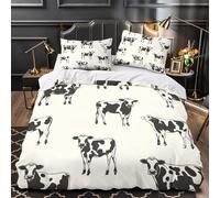GTDKSUEVG 3D Design Printed 3PCs Bedding Set Room Decor Zipper Ultra Soft Cow Comforter Cover Durable Easy Care for Children,Teens,Women Black White Quilt Cover Super king（260x220cm）