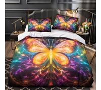 GTDKSUEVG 3D Print 3 Pcs Bedding Set Bed Decor Zipper Closure Design Extra Soft Butterfly Glow Duvet Cover Washable Wrinkle-Resistant for Children,Boys,Women Digital Comforter Cover King（220x240cm）