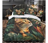 GTDKSUEVG 3D Print 3 Pcs Bedding Set Bedroom Decor Hidden Zipper Ultra Bengal Cat Comforter Cover Breathable All Season for Girls,Kids,Adults wild Jungle Quilt Cover King（220x240cm）