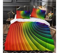GTDKSUEVG 3D Print 3 Pcs Bedding Set Bedroom Decor Hidden Zipper Ultra Rainbow Curves Comforter Cover Breathable All Season for Girls,Kids,Adults Abstract Color Wave Quilt Cover Super king（260x220cm）