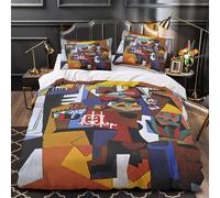 GTDKSUEVG 3D Print 3 Pcs Bedding Set Home Decor Zipper Extra Soft Abstract Duvet Cover Breathable Anti-allergic for Youth,Boys,Adults Cubist Composition Comforter Cover Single（135x200cm）