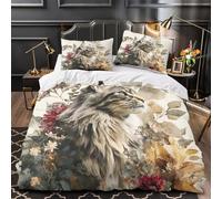 GTDKSUEVG 3D Print 3 Pcs Bedding Set Room Decor Ultra Cat Portrait Comforter Cover Hypoallergenic Easy Care for Kids,Youth,Teens Watercolor Floral Quilt Cover Super king（260x220cm）