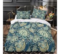 GTDKSUEVG 3D Print 3-Piece Bedding Set Bed Decor Zipper Closure Design Ultra Soft Ornate Floral Quilt Cover Durable Hotel Quality for Adults,Women,Youth Vintage Paisley Duvet Cover Double（200x200cm）