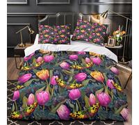 GTDKSUEVG 3D Print 3-Piece Bedding Set Bed Decor Zipper Closure Extra Floral Comforter Cover Durable Anti-allergic for Kids,Teens,Adults Butterfly Garden Quilt Cover Super king（260x220cm）