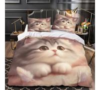 GTDKSUEVG 3D Print 3-Piece Bedding Set Bedroom Decor Super Cute Kitten Eyes Comforter Cover Washable Hypoallergenic for Girls,Kids,Teenagers digital Quilt Cover King（220x240cm）