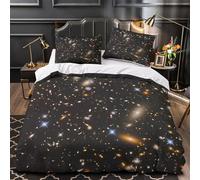 GTDKSUEVG 3D Print 3-Piece Bedding Set Home Decor Ultra Deep Space View Duvet Cover Durable Easy Care for Teenagers,Children,Boys Cosmic Galaxy Cluster Comforter Cover Double（200x200cm）