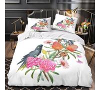 GTDKSUEVG 3D Print 3 Pieces Bedding Set Bed Decor Zipper Closure Design Birds+Floral Comforter Cover Washable All Season for Teens,Adults,Kids AustralianWildlife Quilt Cover King（220x240cm）