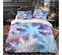 GTDKSUEVG 3D Print 3 Pieces Bedding Set Home Decor Design Extra Snowflake Duvet Cover Washable Hotel Quality for Teenagers,Girls,Adults Winter Crystal Comforter Cover King（220x240cm）