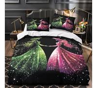 GTDKSUEVG 3D Print 3 Pieces Bedding Set Home Decor Extra Witch Silhouette Duvet Cover Easy Care Machine Washable for Teenagers,Girls,Youth Fantasy Glitter Comforter Cover Double（200x200cm）