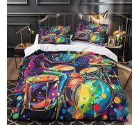 GTDKSUEVG 3D Print 3 Pieces Bedding Set Home Decor Zipper Closure Extra Soft Drummer Playing Drums Duvet Cover Durable Anti-allergic for Adults,Youth,Teens Comforter Cover Double（200x200cm）