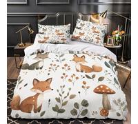GTDKSUEVG 3D Print 3 Pieces Bedding Set Room Decor Foxes in Forest Comforter Cover Breathable Wrinkle-Resistant for Youth,Boys,Children Cute Woodland Quilt Cover King（220x240cm）