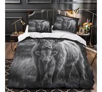 GTDKSUEVG 3D Print 3PCs Bedding Set Bed Decor Hidden Zipper Super Highland Cow Quilt Cover Durable Wrinkle-Resistant for Adults,Kids,Teenagers Black And White Wildlife Duvet Cover King（220x240cm）