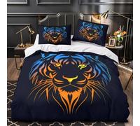 GTDKSUEVG 3D Print 3PCs Bedding Set Bedroom Decor Hidden Zipper Ultra Tiger Face Glow Comforter Cover Durable Hotel Quality for Teens,Kids,Women neon Quilt Cover King（220x240cm）