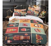 GTDKSUEVG 3D Print 3PCs Bedding Set Home Decor Zipper Closure Design Extra Soft Christmas Icons Duvet Cover Durable Anti-allergic for Teenagers,Teens,Girls Vector Comforter Cover Single（140x200cm）