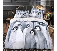 GTDKSUEVG 3D Print 3PCs Bedding Set Home Decor Zipper Closure Extra Penguin Chicks Duvet Cover Durable Anti-allergic for Adults,Youth,Teens Snowy Wildlife Comforter Cover Single（140x200cm）