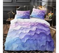 GTDKSUEVG 3D Print 3PCs Bedding Set Home Decor Zipper Super Soft Abstract Waves Quilt Cover Durable Wrinkle-Resistant for Adults,Kids,Girls Soft Pastel Gradient Duvet Cover Single（135x200cm）