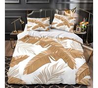 GTDKSUEVG 3D Print 3PCs Bedding Set Room Decor Zipper Closure Design TropicalLeaf Quilt Cover Breathable All Season for Adults,Kids,Youth BotanicalWall Duvet Cover Single（135x200cm）