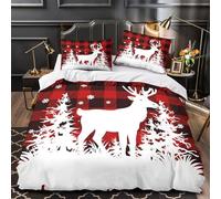 GTDKSUEVG 3D Print 3PCs Bedding Set Room Decor Zipper Extra Soft Christmas Deer Comforter Cover Hypoallergenic All Season for Adults,Kids,Teens winter Forest Quilt Cover Double（200x200cm）