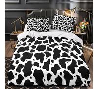 GTDKSUEVG 3D Printed 3 Pcs Bedding Set Bed Decor Super Cow Print Quilt Cover Durable Wrinkle-Resistant for Adults,Kids,Teenagers Black White Animal Duvet Cover Single（135x200cm）