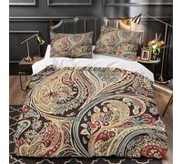 GTDKSUEVG 3D Printed 3 Pcs Bedding Set Bed Decor Zipper Closure Design Ornate Paisley Comforter Cover Washable All Season for Teens,Adults,Kids Vintage Floral Quilt Cover King（220x240cm）