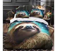 GTDKSUEVG 3D Printed 3 Pcs Bedding Set Bedroom Decor Ultra Sloth Face Comforter Cover Hypoallergenic Machine Washable for Girls,Adults,Teens Digital Quilt Cover King（220x240cm）
