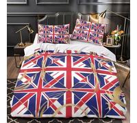 GTDKSUEVG 3D Printed 3 Pcs Bedding Set Bedroom Decor Zipper Closure Design Union Jack Duvet Cover Easy Care Machine Washable for Youth,Teens,Children British Flag Comforter Cover Single（135x200cm）