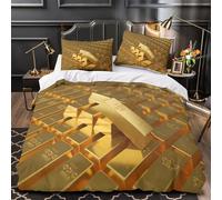 GTDKSUEVG 3D Printed 3 Pcs Bedding Set Gold Bars Stack Duvet Cover Home Decor Super Soft Breathable Durable Easy Care for Teens,Adults,Kids luxury Investment Quilt Cover Single（135x200cm）