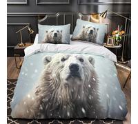 GTDKSUEVG 3D Printed 3 Pcs Bedding Set Home Decor Design Extra Polar Bear in Snow Comforter Cover Hypoallergenic All Season for Kids,Adults,Teenagers Wild Animal Quilt Cover Double（200x200cm）